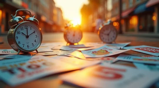 Flyers promotionnels dynamiques et colorés illustrant l'urgence et l'action immédiate au Québec