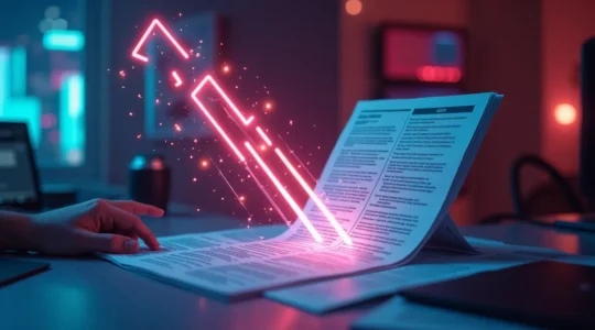 Illustration symbolique montrant un flyer se transformant en une machine à convertir avec des flèches indiquant l'attention, l'intérêt, le désir et l'action.