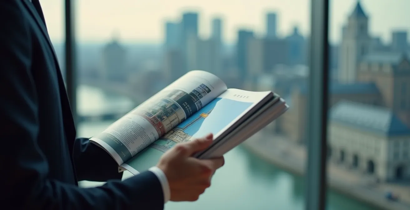 Image symbolique représentant l'autorité d'une marque au Québec à travers des publications imprimées d'exception