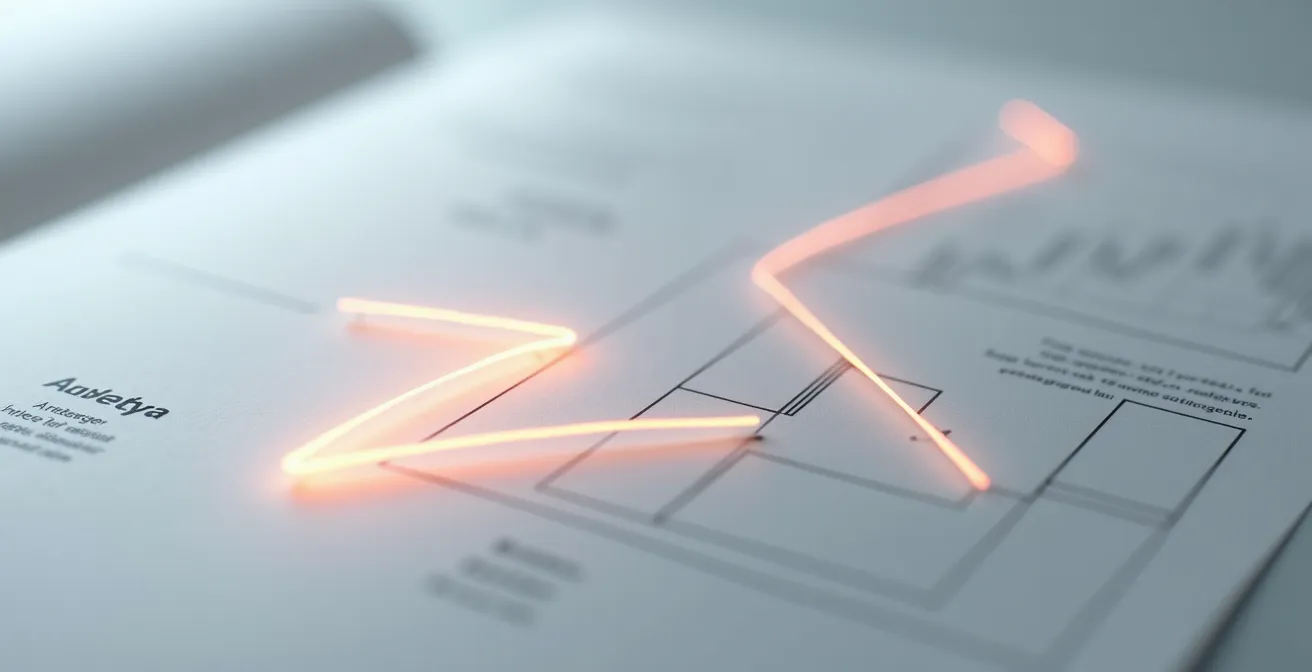 Une illustration schématique montrant les différents parcours oculaires typiques (modèle en F et en Z) que suit un spectateur lorsqu'il regarde une affiche publicitaire.