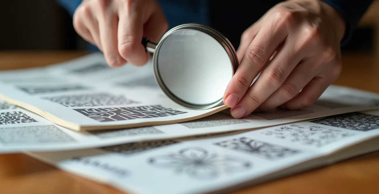 Analyse méthodique de supports de communication imprimés disposés sur une grande table