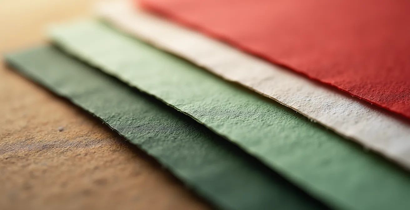 Gros plan macro sur une palette de couleurs Pantone avec textures de papiers canadiens