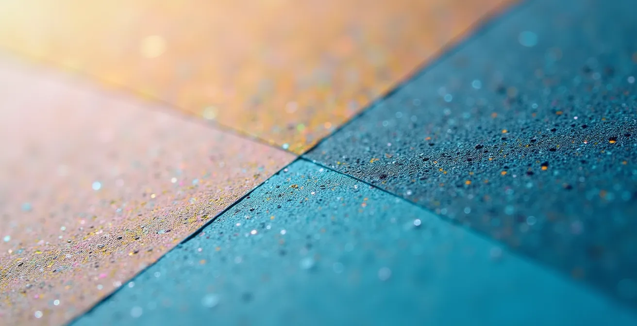 Comparaison macro de deux techniques de trame d'impression montrant les détails fins d'une trame aléatoire face à une trame conventionnelle.