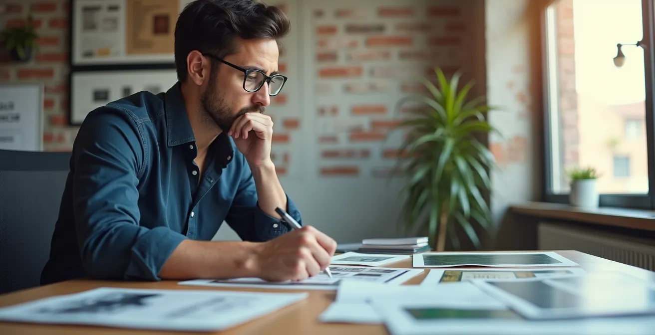 Comparaison visuelle entre supports temporaires et permanents dans un environnement commercial